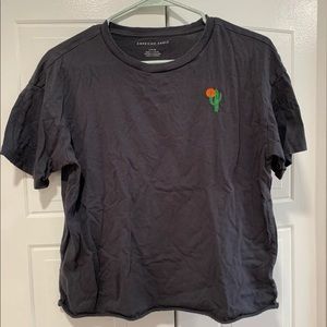 American Eagle cropped embroidered T, size S
